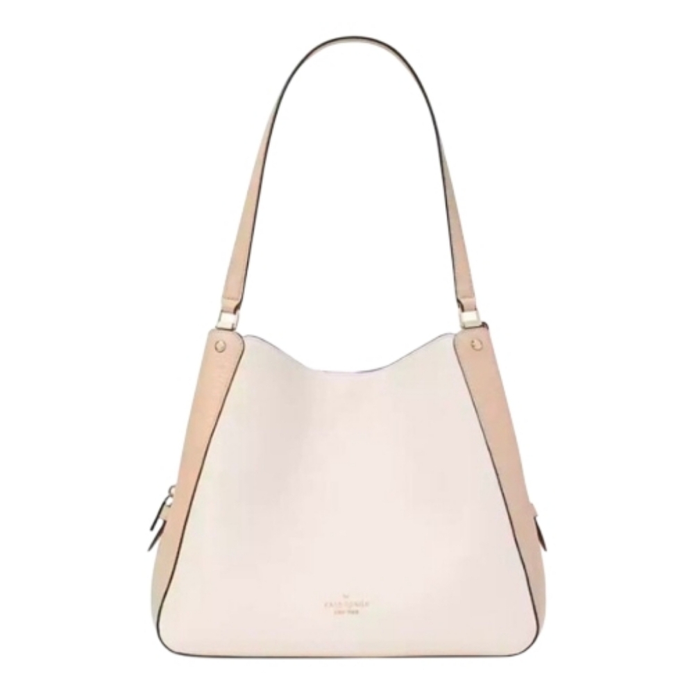 Kate Spade Leila  Cream And Tan Pebbled Leather Beautiful Neutral  Crossbody Bag